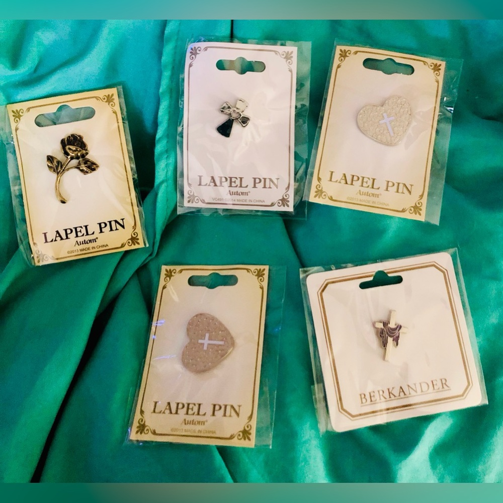 Lapel Pin - 5 for $20 Your choice Cross, Rose, Heart w/ cross, cross w/ scarf